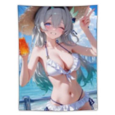 Imagem de LIEGBMEU Sexy Bikini Hot Anime Girl Tapeçaria 152.4 cm x 203.2 cm Interior Exterior Wall Quilt Art Decoração de Tapeçaria Caprichosa, AF356