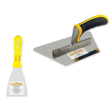 Imagem de Desempenadeira Trapézio Rigida de Aço Inox 23,5x13cm e Espátula Flexív