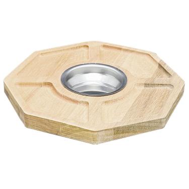 Imagem de Mini Petisqueira Em Madeira Com Molheira Em Inox 24X2 Cm