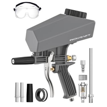 Imagem de Inokraft Kit de pistola de areia portátil à prova de vazamento com separador de óleo-água e bocal de extensão, mini jato de areia para remoção de ferrugem e tinta, compatível com óxido de alumínio
