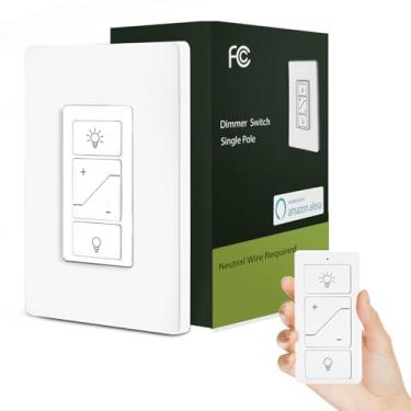 Imagem de Interruptor regulador de intensidade de luz com controle remoto sem fio, interruptor de luz regulador, interruptor inteligente de polo único, suporte 2,4G e 5G, compatível com Alexa
