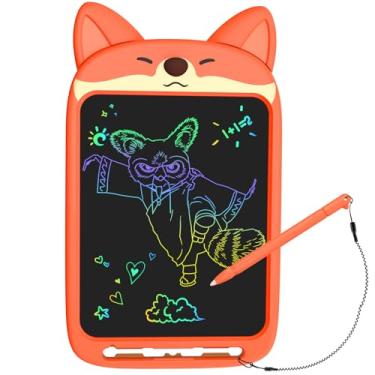 Imagem de CHAFEGY Tablet de escrita LCD de 25 cm, brinquedo de tabuleiro de rabisco, almofada de desenho de raposa fofa para crianças de 2 a 6 anos - presente educativo para Natal e aniversário (fox)