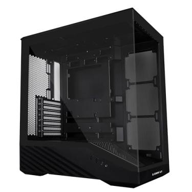 Imagem de Lian Li Capa para PC de torre média V100 ATX, tira LED RGB, design de plataforma de exibição com vidro temperado, suporta GPUs de 415 mm, radiador de 360 mm, E/S lateral e fluxo de ar otimizado