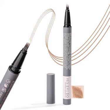 Imagem de Lápis de sobrancelha marrom claro, caneta de sobrancelha loira morango para mulheres, caneta de sobrancelha de precisão de 4 pontas, lápis de sobrancelha com traço de cabelo, YES.EYE DO de longa
