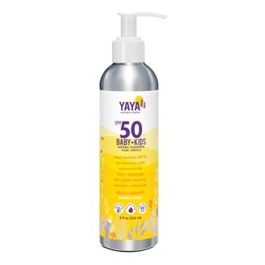 Imagem de YAYA ORGANICS Protetor solar mineral para bebês + crianças, FPS 50, não prejudicial a recifes, óxido de zinco não nano, resistente à água, hipoalergênico, puro + suave para peles delicadas, 227 g