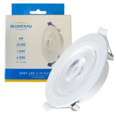 Imagem de 5 spot slim led embutir redondo 110/220v bivolt 6w branco neutro 4100k