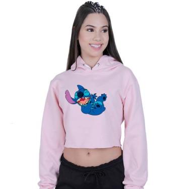Imagem de Cropped Moletom Feminino Lilo Stitch Sapeca - Lafre, Rosa claro, P
