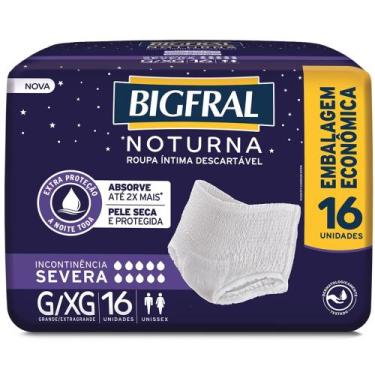 Imagem de Roupa Íntima Descartável Unissex Bigfral Noturna Pants G/XG 16 Unidade