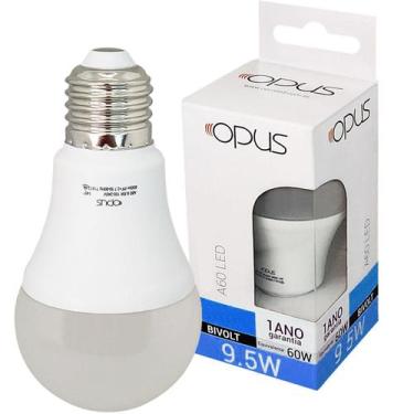 Imagem de Lâmpada Bulbo Led A60 9,5W E27 Bivolt Branco Frio - OPUS, 110V/220V