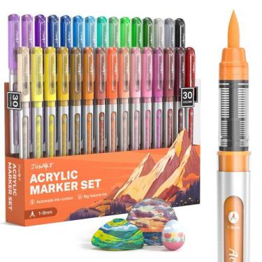 Imagem de Marcadores de tinta acrílica JusArt Brush Tip 30 cores à base de água