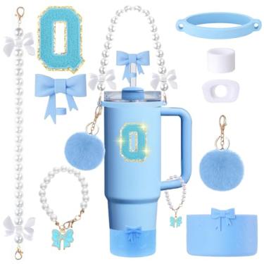 Imagem de Conjunto de acessórios para copos Stanley de 9 peças - para copos de 850 g 1,134 g com alça - Kit Bule inclui topo de palha e bota, pingente, alça de pérola e adesivos - Presentes estéticos para