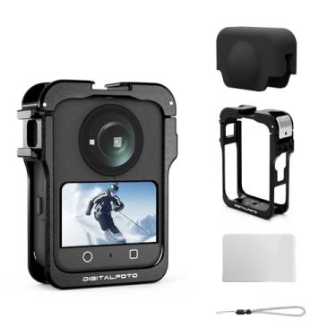 Imagem de Capa de metal para acessórios DJI Osmo 360, gaiola protetora de liga de alumínio para câmera com liberação rápida, protetor de tela com tampa de lente de silicone