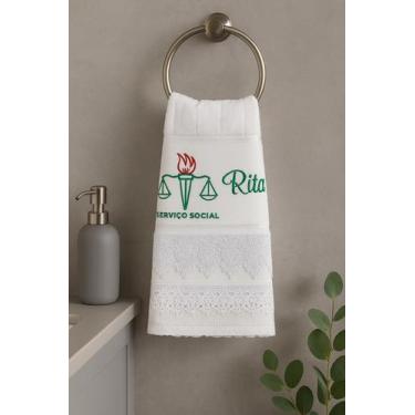 Imagem de Toalha de Lavabo Branca Personalizada com Profissão e Nome, com Gripir