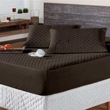 Imagem de Protetor Colchao Queen Impermeavel Matelado Aquarela 01 Peça - Marrom 