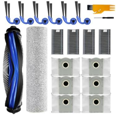 Imagem de Frexusuent Substituição para aspirador de pó Ecovacs Deebot X9 Pro Omni Robot, 1 escova principal, 1 rolo esfregão, 4 filtros, 6 escovas laterais, 6 sacos de pó, kit de acessórios X9 Pro Omni 20 peças