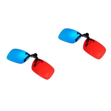 Imagem de 2 peças de óculos 3D vermelhos e azuis, clipe estéreo especial para filmes de cinema 3D, jogos de DVD e visualização de TV