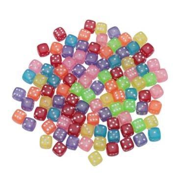 Imagem de Ruwado 100 contas de dados de acrílico 8 mm espaçador de cubo feito à mão contas soltas para fazer joias faça você mesmo, pulseira, colar, chaveiro, brinco, suprimentos para projetos de artesanato