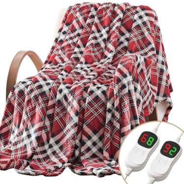 Imagem de Homemate Cobertor elétrico aquecido Queen Size - 213,4 cm x 228,6 cm cobertor de flanela ultramacio, aconchegante com 10 níveis de calor rápidos, 8 horas, desligamento automático, proteção