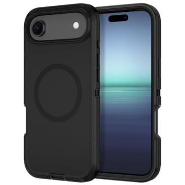 Imagem de I-HONVA Capa para iPhone Air [compatível com MagSafe] à prova de choque com 3 camadas de proteção total [sem protetor de tela] Capa resistente para Apple iPhone Air de 6,5 polegadas 2025, preta