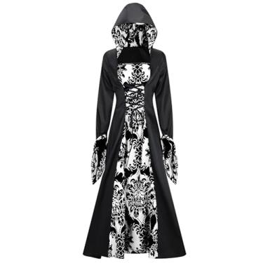 Imagem de Aivtalk Vestidos góticos steampunk femininos com capuz vitoriano Queen baile de máscaras vestidos de festa medieval, Branco, XX-Large