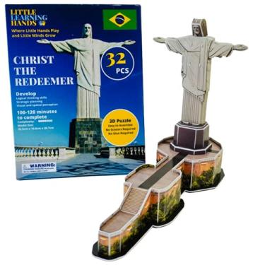 Imagem de Little Learning Hands Quebra-Cabeças 3D Para Adultos E Crianças, Quebra-Cabeça Do Cristo Redentor, Kit De Maquete Arquitetura Brasil, Presentes Aniversário Adolescentes Adultos, 32 Peças