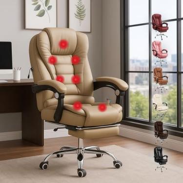 Imagem de Cadeira de Escritório de Massagem Presidente Home Office Giratória Executiva (Marrom Claro)