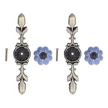 Imagem de Puxadores de gaveta de abóbora pintados à mão estilo pastoral chinês alça de armário de cerâmica para decoração de casa, conjunto de 2 (nº 3)