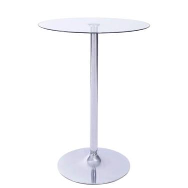 Imagem de Mesa Redonda Bistrô Tampo de Vidro Base Aço Cromado - Apollo