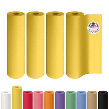 Imagem de Rolo de papel kraft amarelo de 30,5 m x 30,048 cm, pacote com 4 - Papel artesanal de qualidade feito nos EUA para embrulho de presente, artes e artesanato infantil, projetos escolares - 100% reciclado