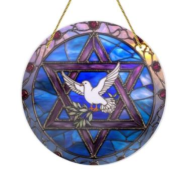 Imagem de CDSASHCA Pombas da paz e estrela de Davi, decoração de acrílico, 15 x 15 cm, tapeçarias de parede inter-religiosas para sala de estar, estudo, acessórios para pendurar na porta da frente, não