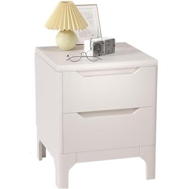 Imagem de Mesas De Cabeceira Com 2 Gavetas, Mesas De Cabeceira Geométricas Para Quarto, Criado-mudo Com Gaveta De Armazenamento, Com Pernas Afiladas, Para Quarto, Sala De Estar E Corredor, White, 42x41x50cm