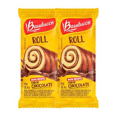 Imagem de Kit 2 Bolinho Bauducco Rocambole Chocolate 34g