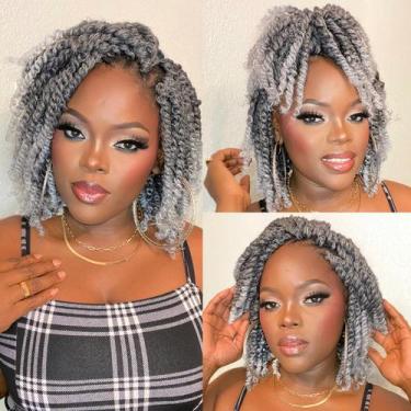 Imagem de Passion Twist Hair LOSMOEER, pré-torcido, 20 cm, 8 pacotes, cinza