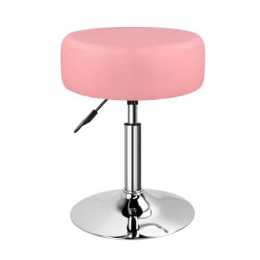 Imagem de WKWKER Banqueta ajustável para sala de maquiagem, banquinho giratório de maquiagem, pequeno otomano redondo para sala de estar, cadeira de maquiagem para quarto, spa, salão de beleza, estúdio (rosa)