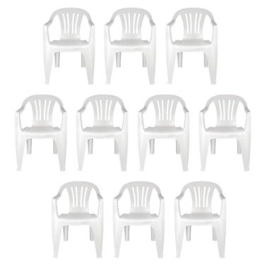 Imagem de Kit 10 Cadeiras Poltrona Plástica Empilhavel Reforçada 182kg Mor