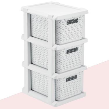 Imagem de Gaveteiro Ratan Branco 3 Gavetas Organizadoras Agraplast