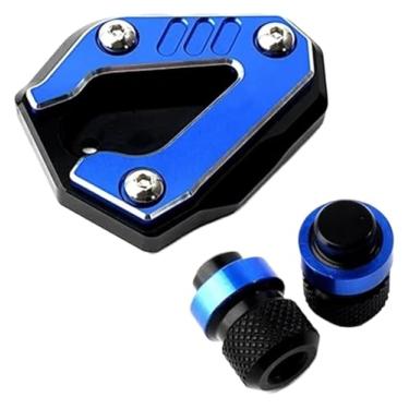 Imagem de Suporte lateral de motocicleta ampliar almofada e válvula de pneu acessórios compatíveis com S1000RR S1000 RR S 1000 RR 2019-2024 (um conjunto azul)