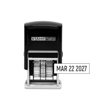 Imagem de Carimbo de data com autotinta – ajustável mês, dia, ano – para organização do escritório, envio, recebimento e etiquetas de validade, impressão de 1/4" × 1-¼" (preto)