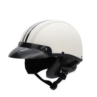 Imagem de Capacete coquinho scooter moto elétrica bike couro branco