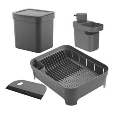 Imagem de Organizadores De Pia Lixeira Escorredor De Pratos Rodo Kit