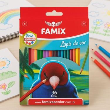 Imagem de Kit 3 Caixas Lápis de Cor Famix 36 Cores Cada