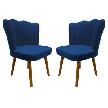 Imagem de Kit 2 Cadeiras Pétala Decorativa Tecido Veludo Pés Palito - Bela Móvei