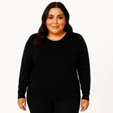 Imagem de Blusa Tricot Modal Plus Size Feminina Leve Quente Canelada - Feminine 