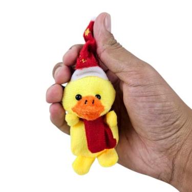 Imagem de Pato Natalino Pelúcia com Gorro Cachecol Enfeite Natal 8cm - Mkt Multi