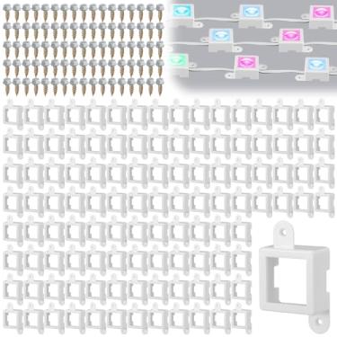 Imagem de Beeveer Conjunto de 120 clipes de luz para Govee H705 clipes de montagem com 240 parafusos compatíveis com extensão de luzes externas permanentes Govee Pro, instale firmemente (branco)