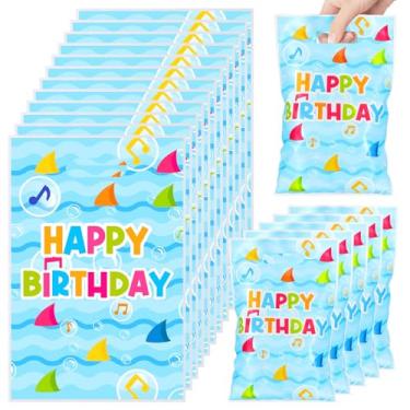 Imagem de Eccliy 30 peças de lembrancinhas de festa de aniversário, animação, artigos de festa de desenho animado, sacos de presente de doces com alças (tema tubarão)