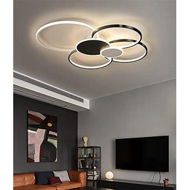 Imagem de Luminária de teto LED regulável para sala de estar, iluminação de teto para quarto, lâmpada com controle remoto, design criativo, lustre de metal acrílico para decoração de sala de estar, lâ