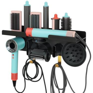 Imagem de CATOOMUU Suporte de parede para secador de cabelo para secador de cabelo supersônico Dyson e modelador de ar Dyson Airwrap, acessórios para secador de cabelo, organizador de acessórios para secador de