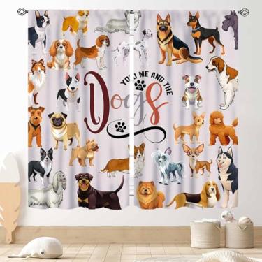 Imagem de Cortinas fofas de cachorro, animais engraçados, vários cachorros, amantes de cachorros, kawaii, animais de estimação fofos, caixa colorida, cortina de janela, tratamentos para crianças, meninas