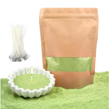 Imagem de PHYMAT Vela multicolorida areia com 50 peças de pavio, velas peroladas de 500 g, kit de cera de areia de planta recarregável para fazer velas artesanais, festas, casamentos, decoração de casa